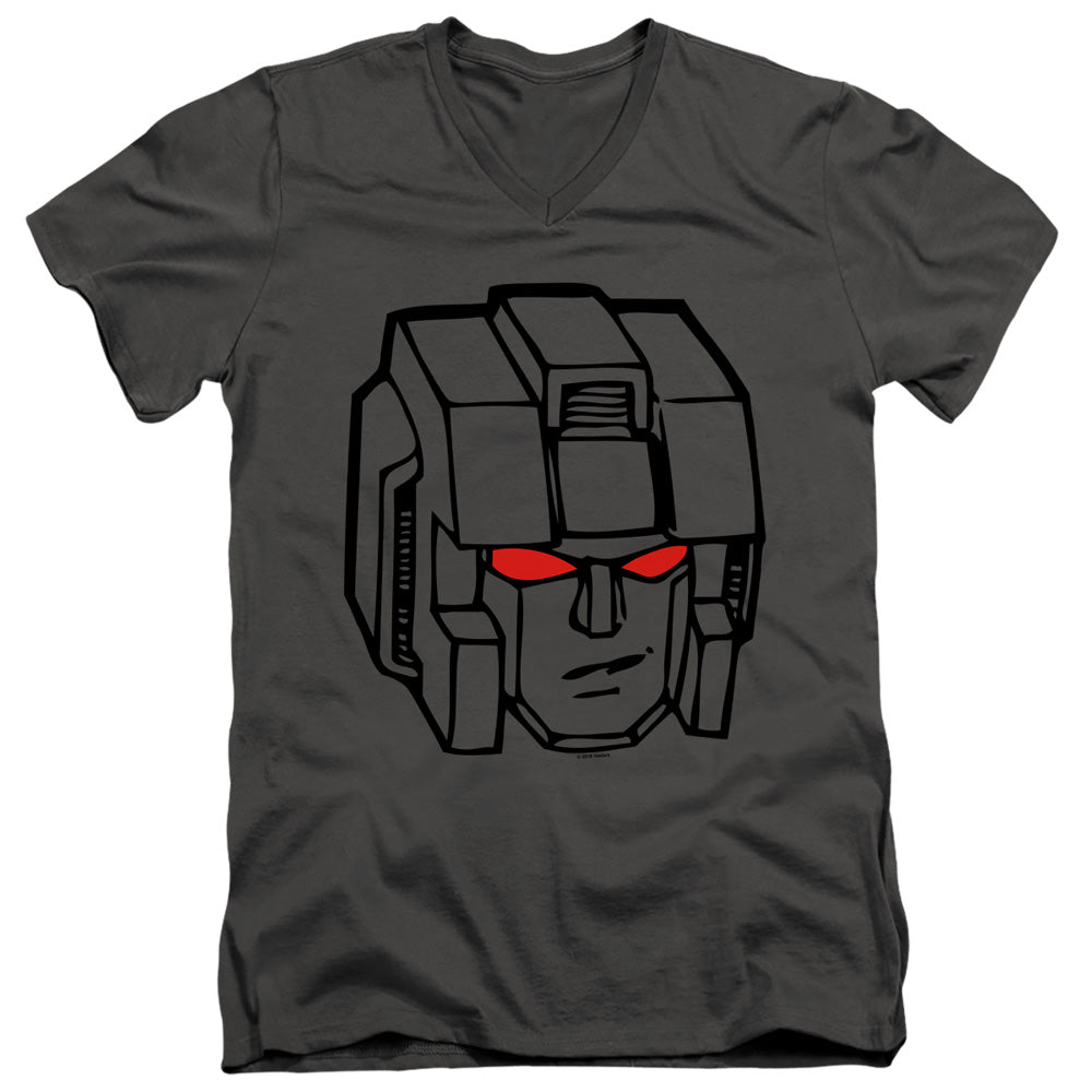 Transformers Slim Fit V-Neck T-Shirt Starscream Face Charcoal Tee