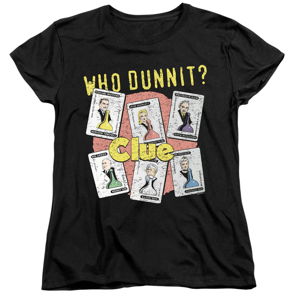 Clue Womens T-Shirt Who Dunnit Black Tee