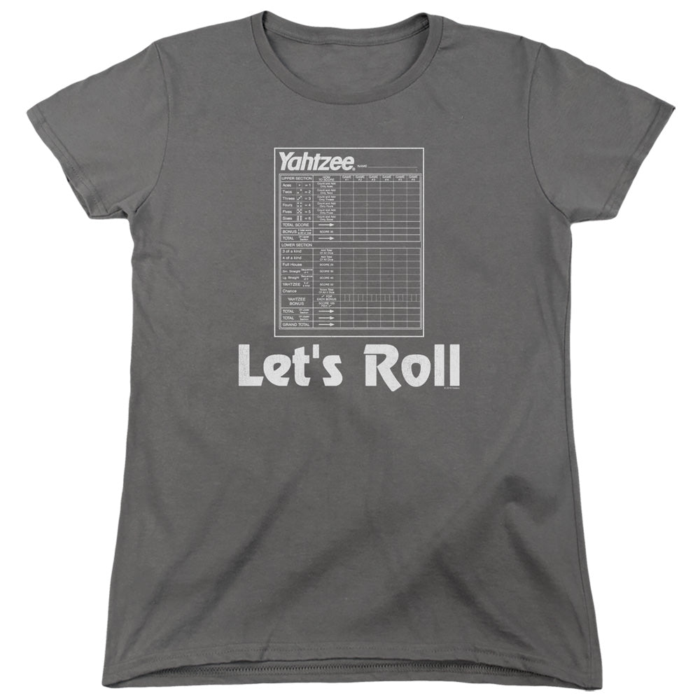 Yahtzee Womens T-Shirt Lets Roll Charcoal Tee