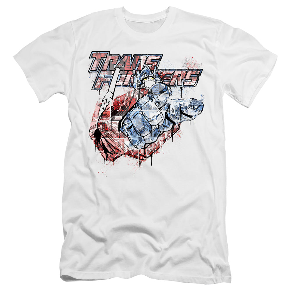 Transformers Slim Fit T-Shirt Spray Paint White Tee