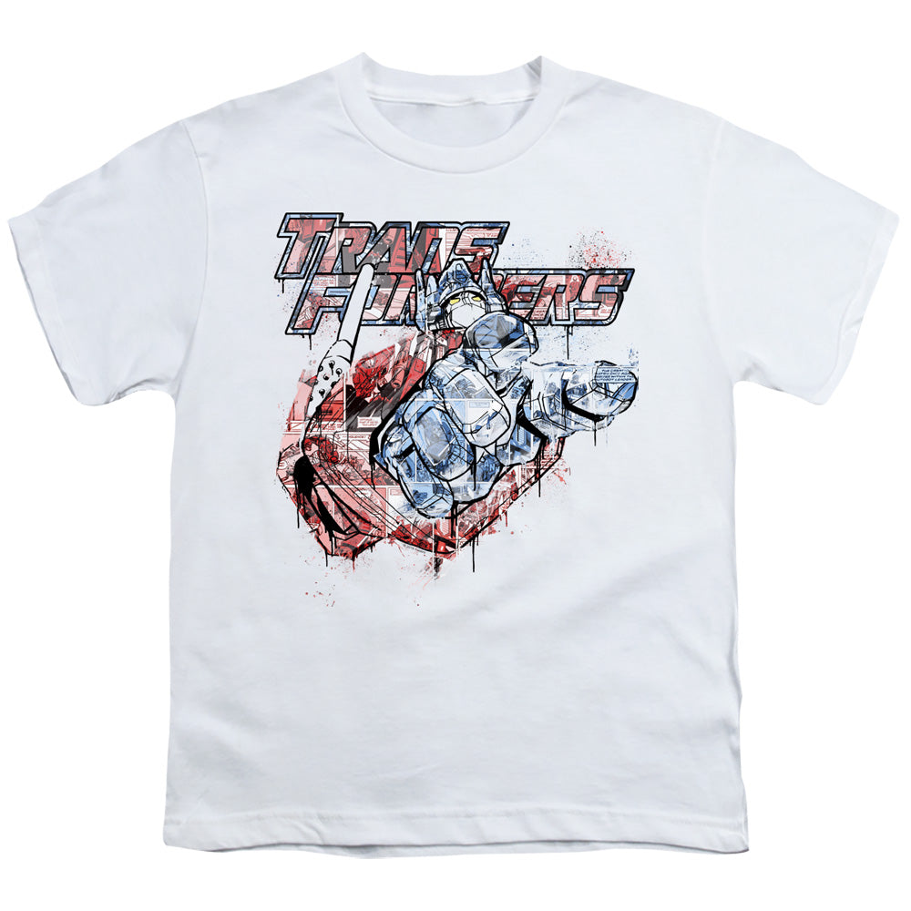 Transformers Kids T-Shirt Spray Paint White Tee