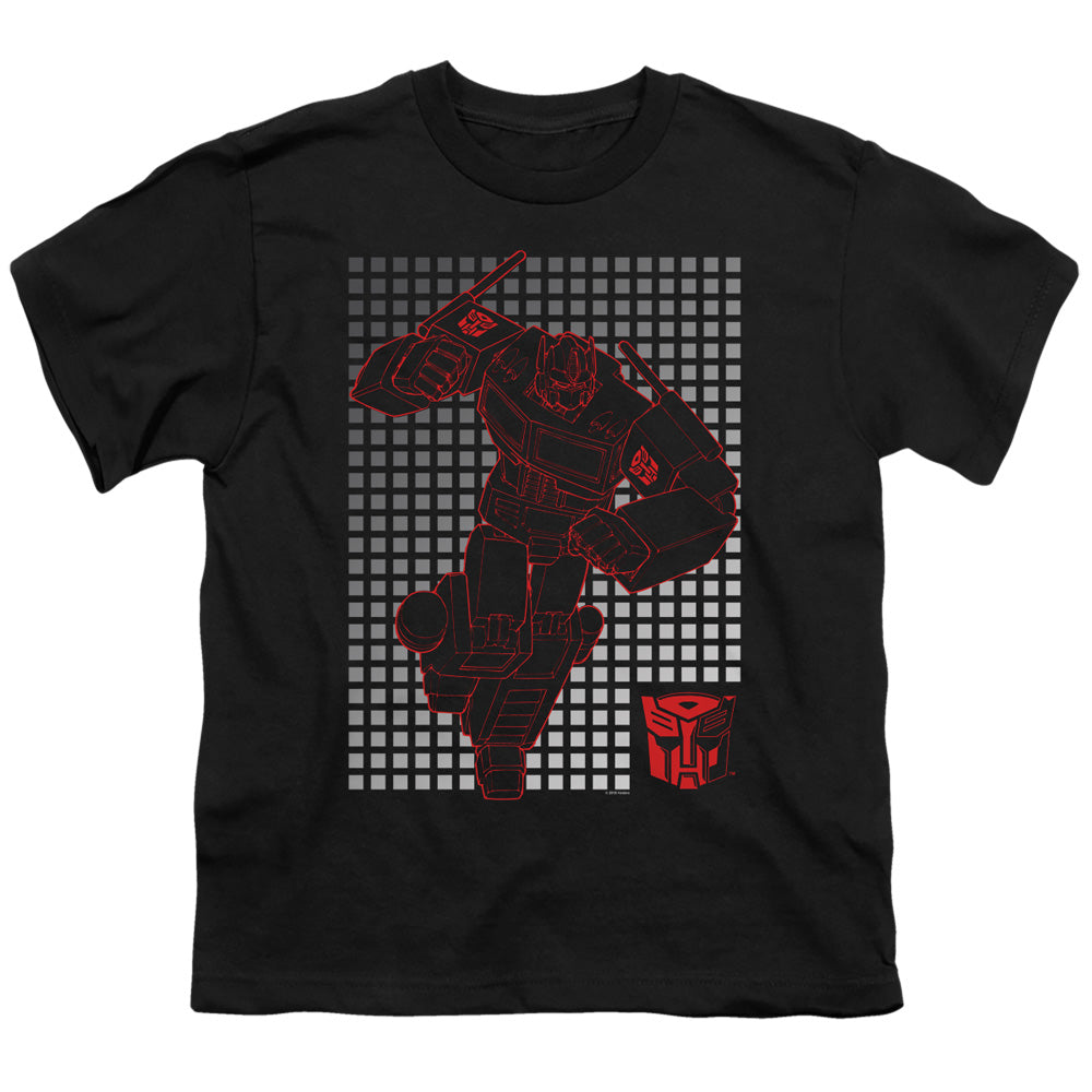 Transformers Kids T-Shirt Optimus Prime Grid Black Tee