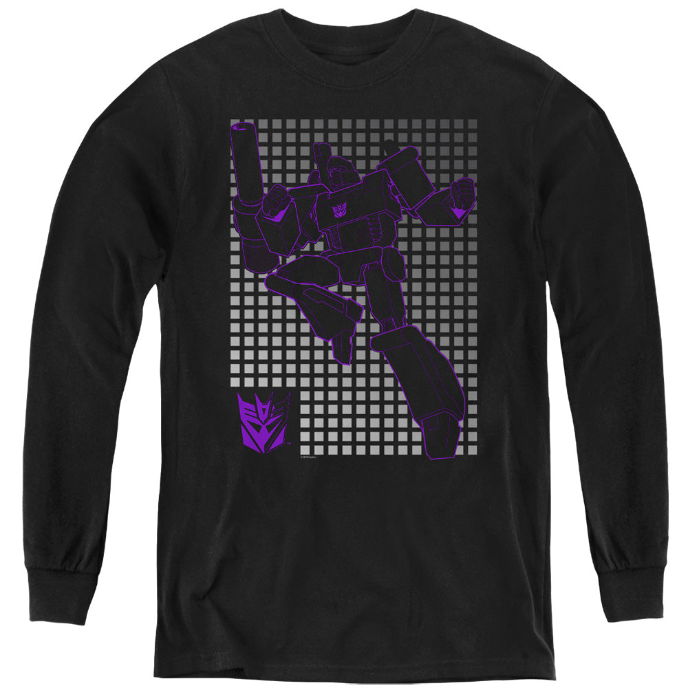 Transformers Kids Long Sleeve Shirt Megatron Grid Black Tee