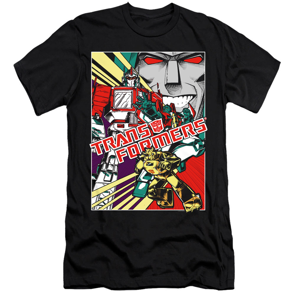 Transformers Premium Canvas T-Shirt Comic Poster Black Tee