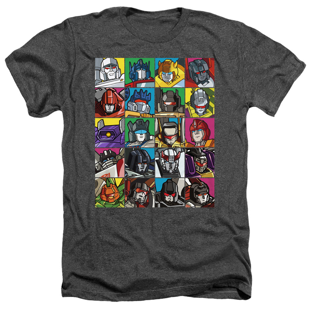 Transformers Heather T-Shirt Character Squares Charcoal Tee