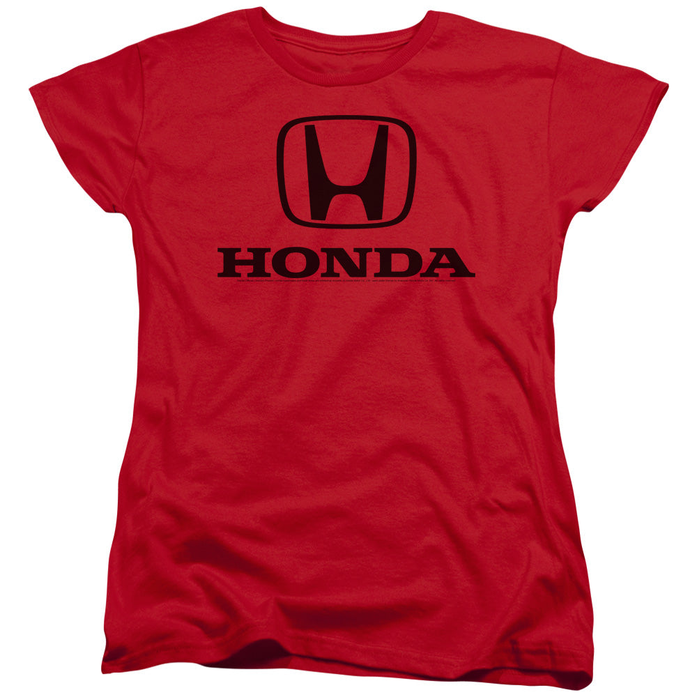 Honda Womens T-Shirt Black Standard Logo Red Tee