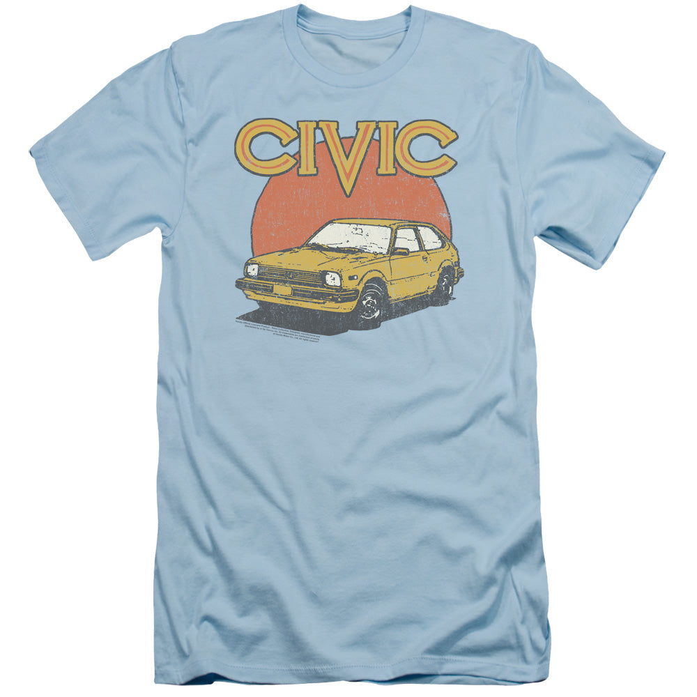 Honda Slim Fit T-Shirt Distressed 1970s Civic Light Blue Tee