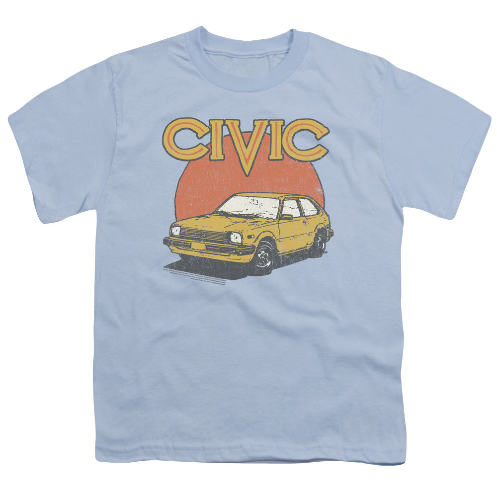 Honda Kids T-Shirt Distressed 1970s Civic Light Blue Tee