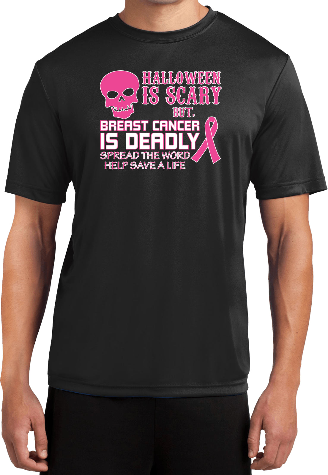 Breast Cancer T-shirt Halloween Scary Moisture Wicking Tee