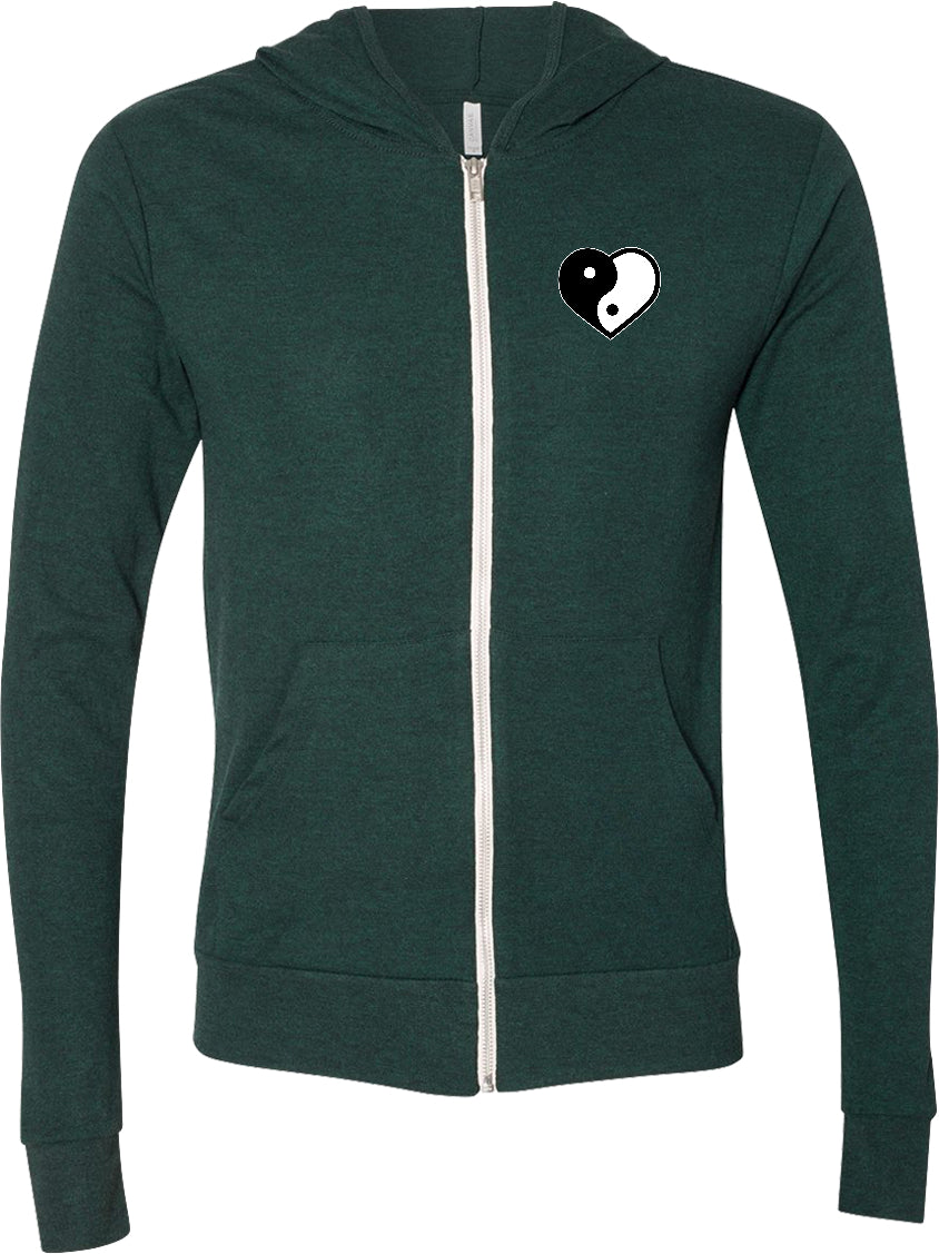 Yin Yang Heart Pocket Print Triblend Full-Zip Hoodie Tee