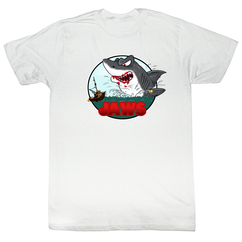 Jaws T-Shirt Cartoon Hungry Shark White Tee