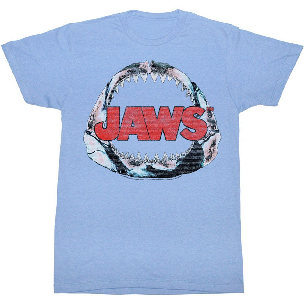 Jaws T-Shirt Jawbone Around Logo Light Blue Heather Tee