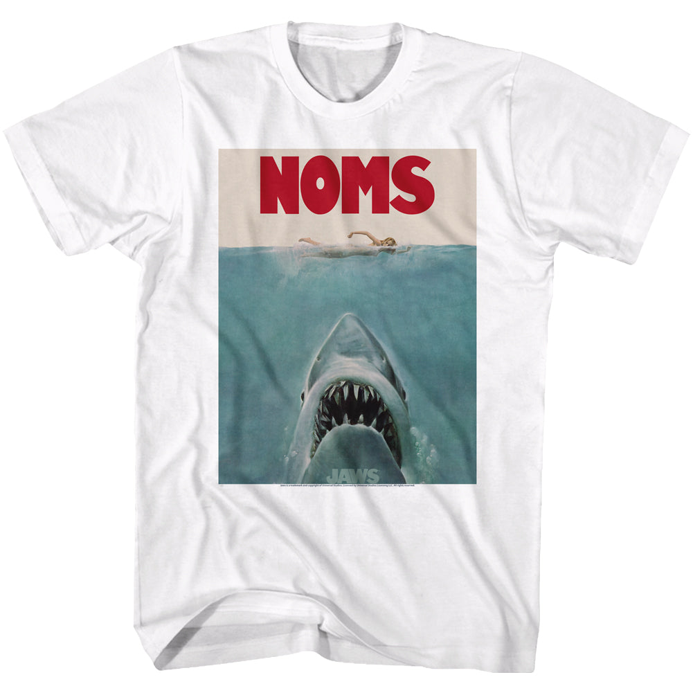 Jaws T-Shirt NOMS Poster Funny White Tee