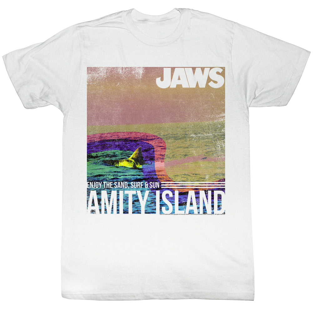 Jaws T-Shirt Distressed Enjoy The Sand, Surf & Sun White Tee