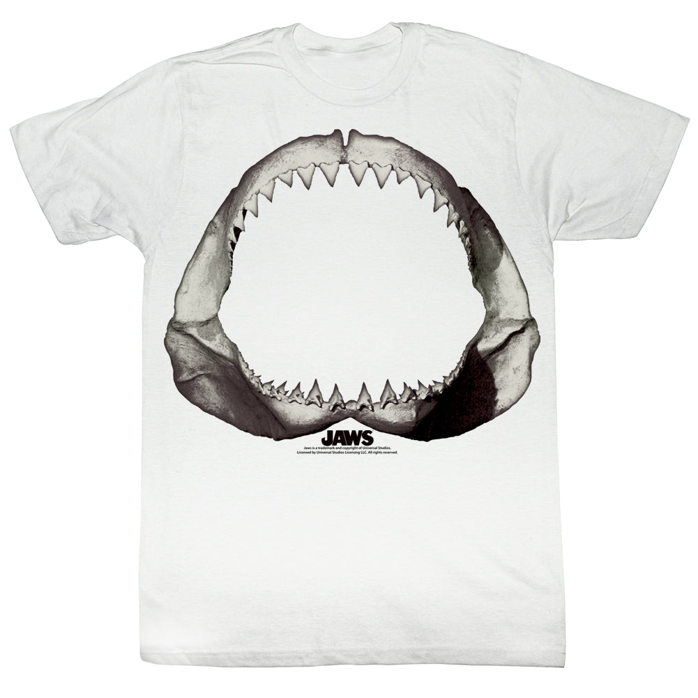 Jaws T-Shirt Shark Jaw Mouth Bone White Tee