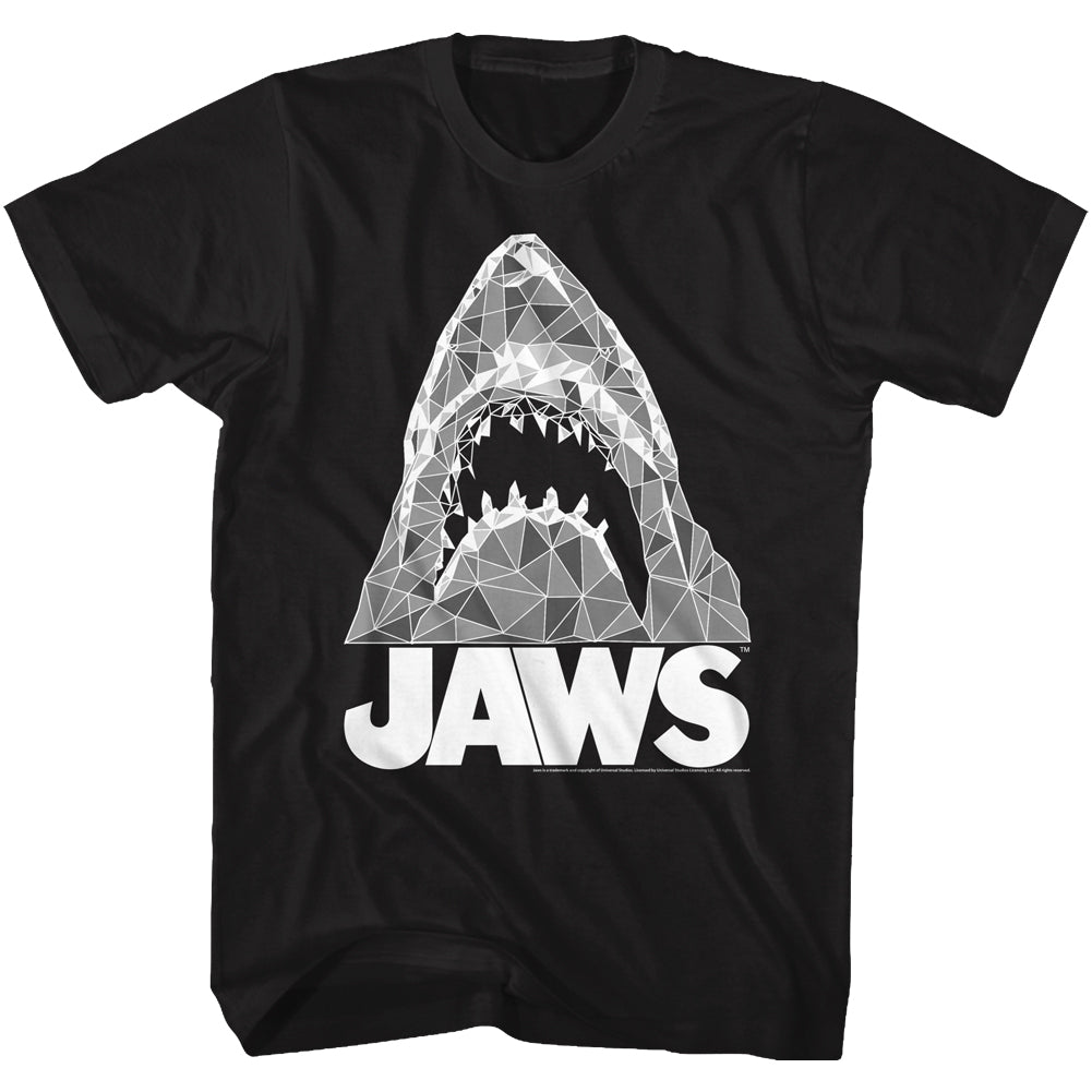 Jaws T-Shirt Geometric Shapes Making Shark Black Tee