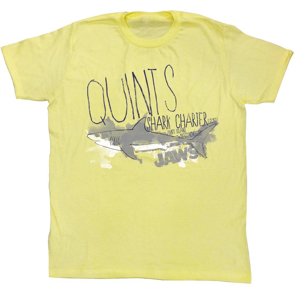 Jaws T-Shirt Watercolor Quints Shark Charter Yellow Heather Tee