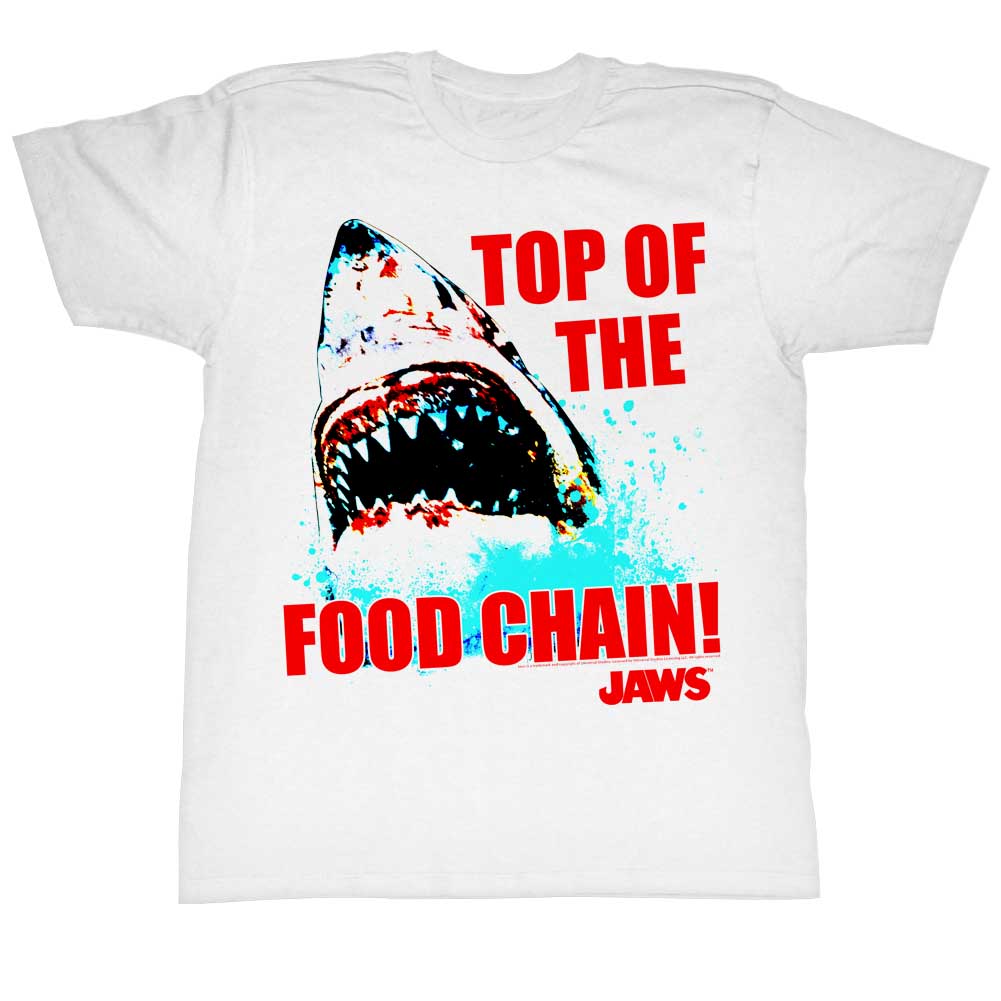 Jaws Tall T-Shirt Top Of The Food Chain White Tee