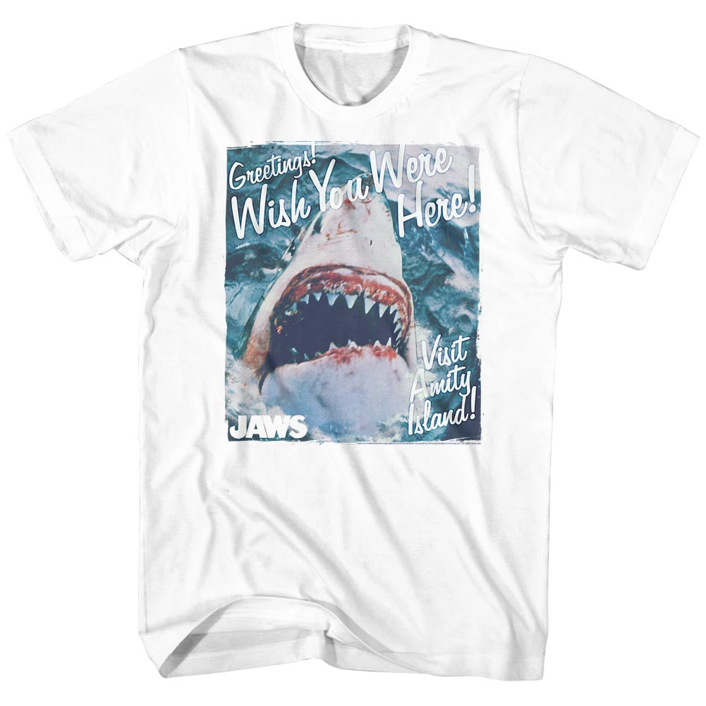 Jaws T-Shirt Greetings Wish You Were Here! White Tee