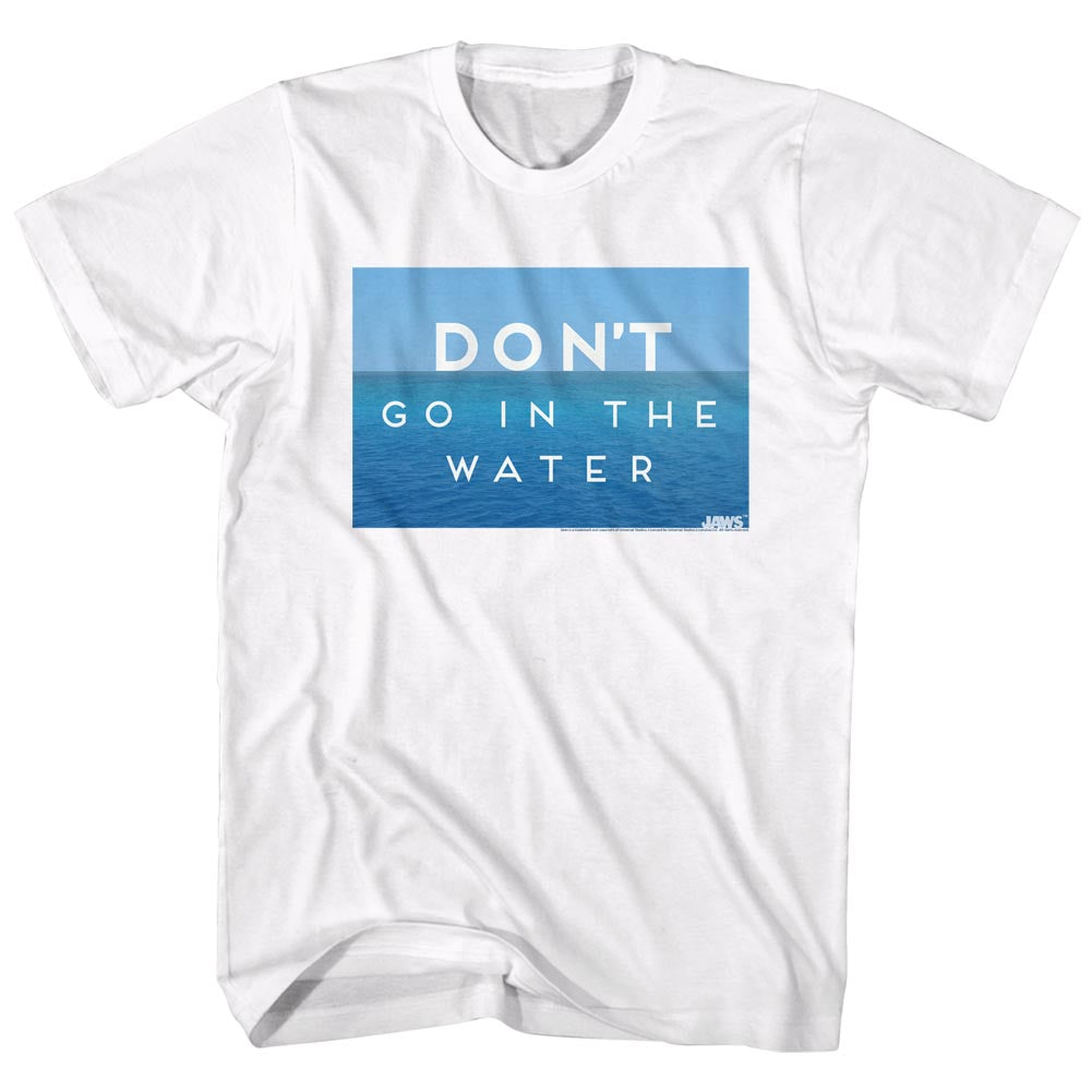 Jaws Tall T-Shirt Don't Go In The Water White Tee
