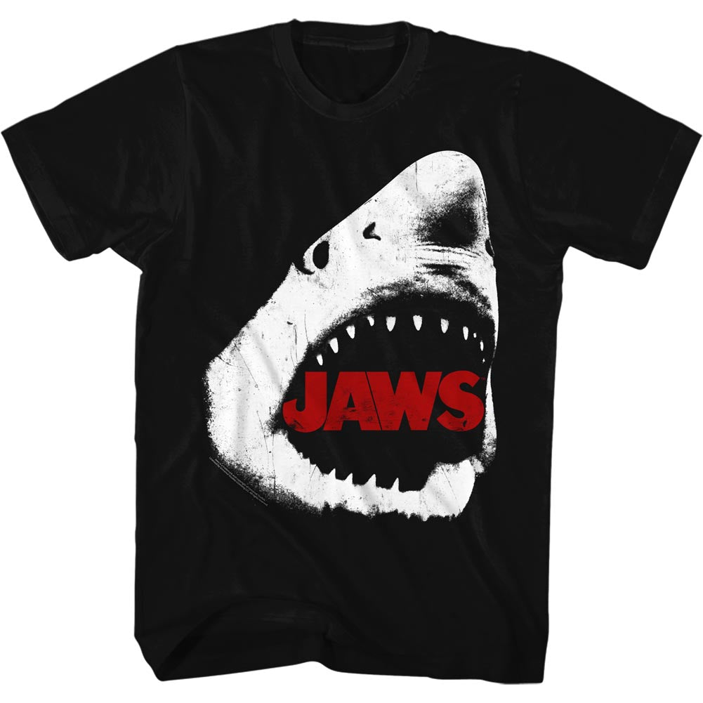 Jaws Tall T-Shirt Distressed Shark Coming For You White Black Tee