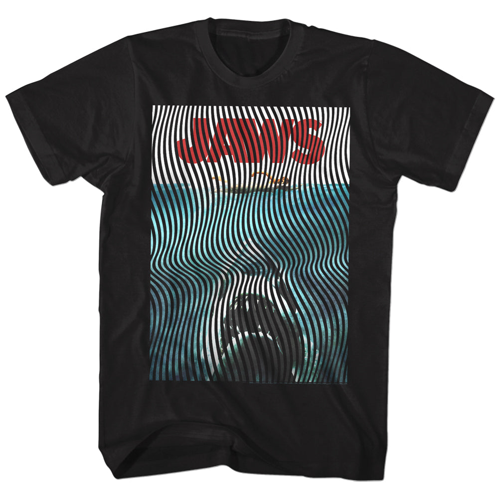 Jaws Tall T-Shirt Curved Lines Movie Poster Black Tee