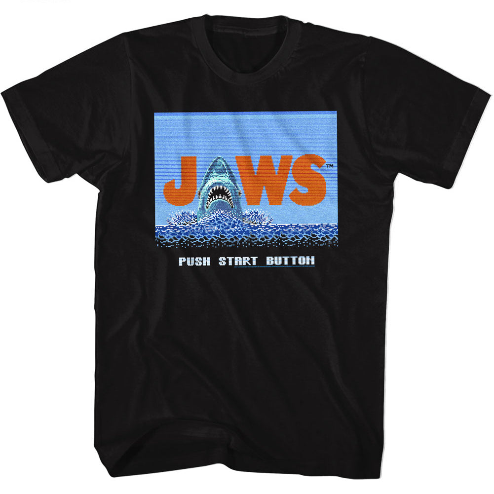 Jaws T-Shirt Video Game Shark Press Start Black Tee