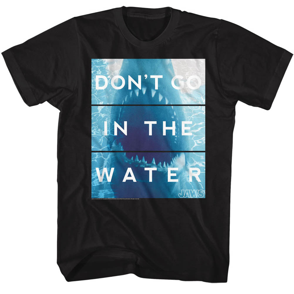 Jaws T-Shirt Don't Go In The Water Open Bite Black Tee