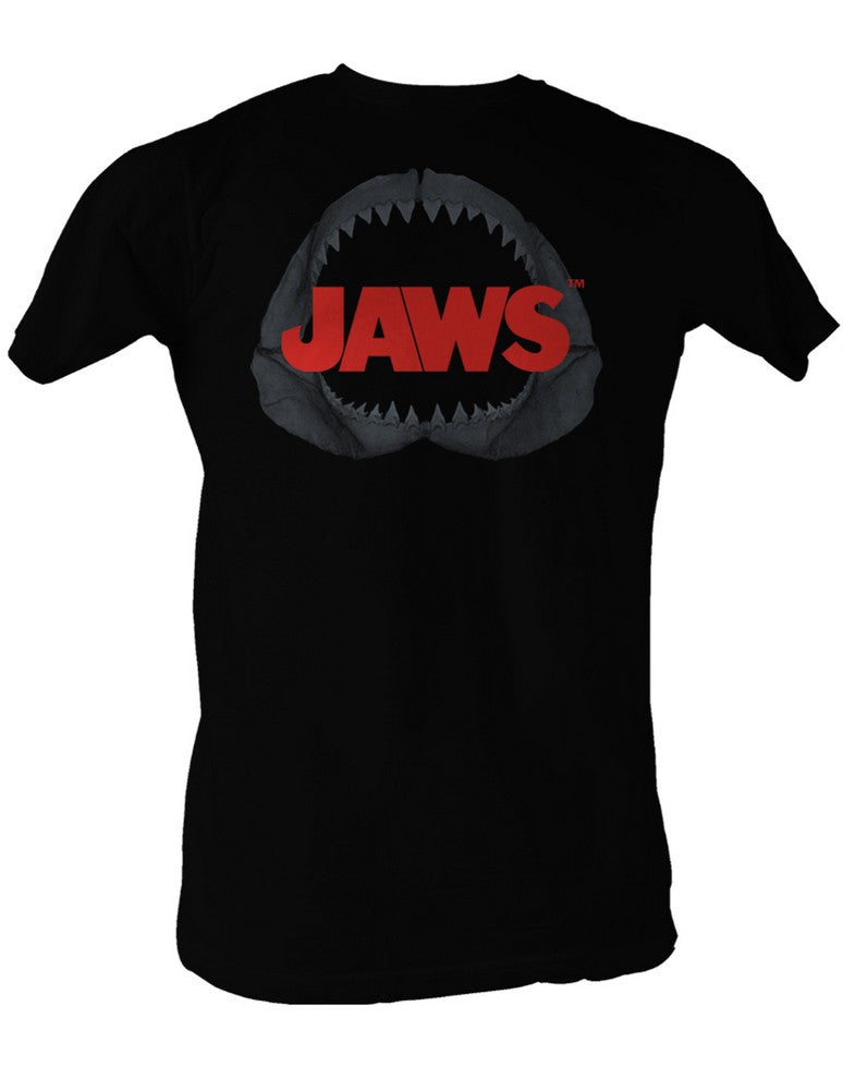 Jaws T-Shirt Shark Jaw Around Red Logo Black Tee