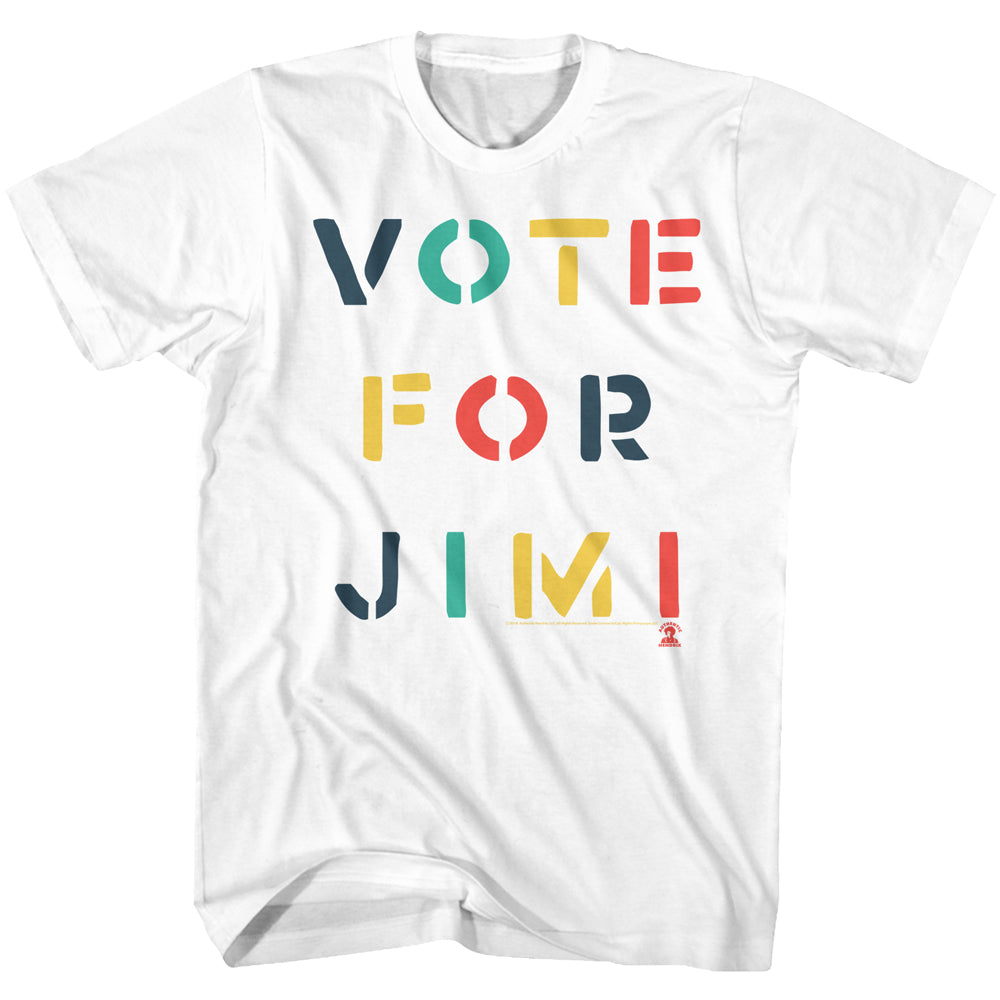 Jimi Hendrix Vote For Jimi Adult White Tee Shirt