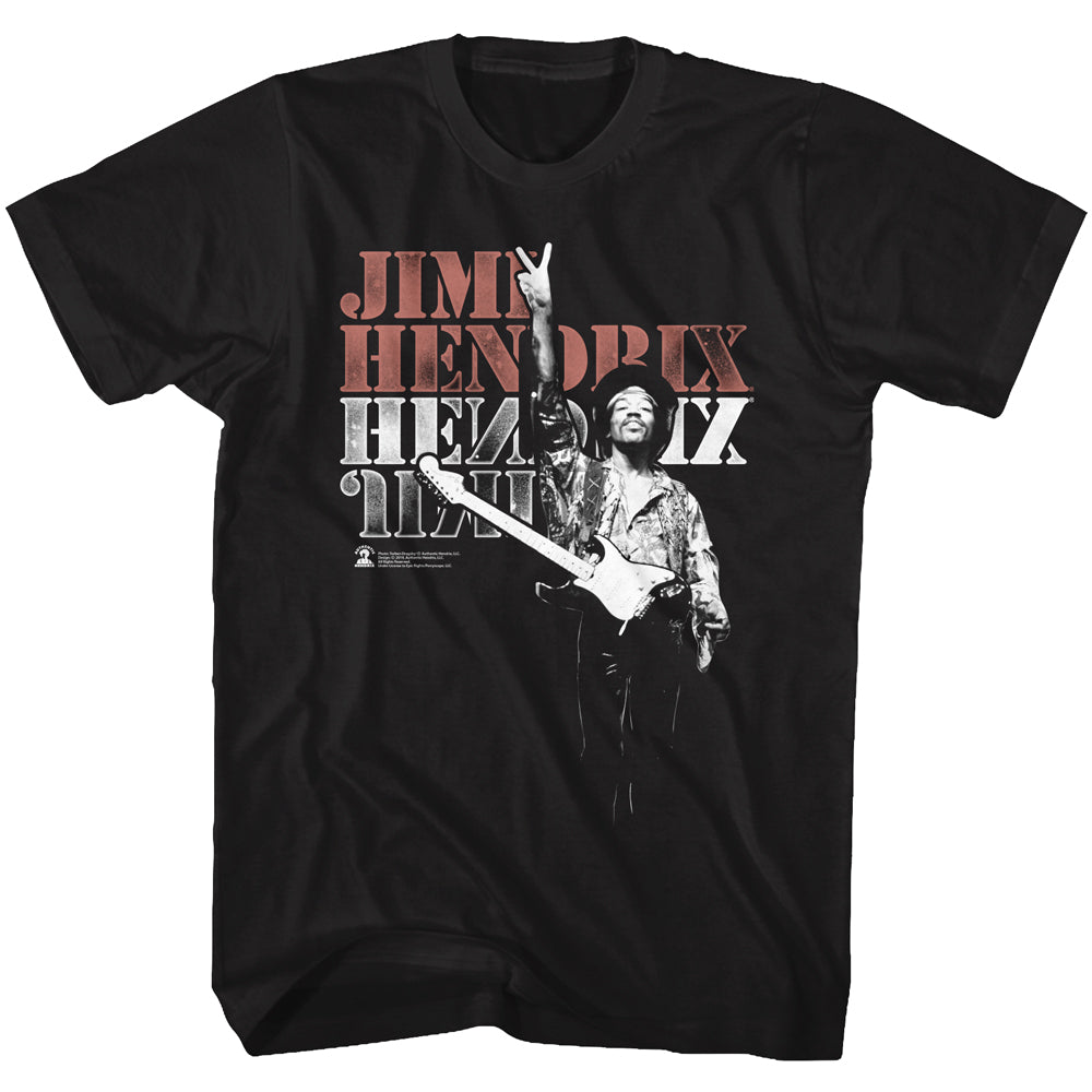 Jimi Hendrix Peace Reflection Adult Black Tee Shirt