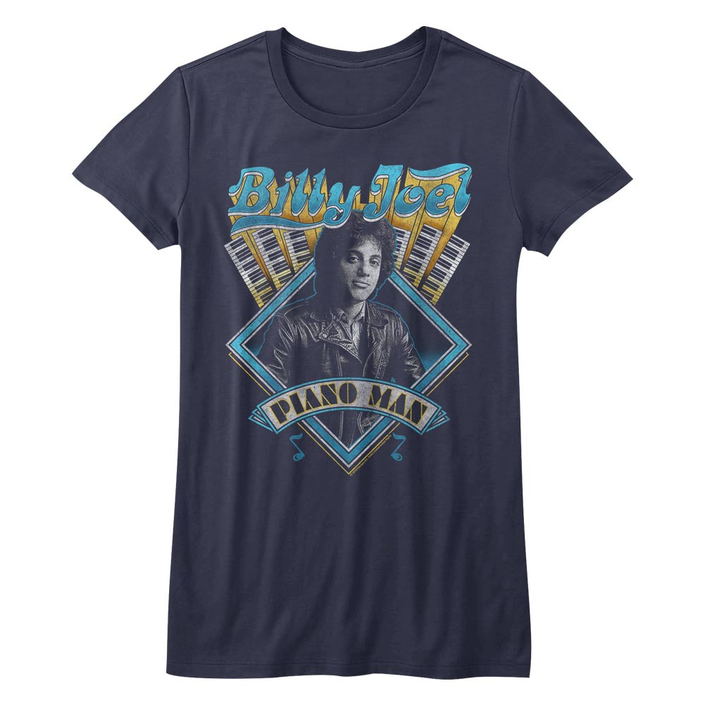 Billy Joel Juniors T-Shirt Piano Man Navy Tee