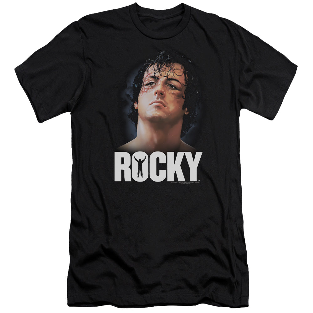 Rocky Premium Canvas T-Shirt Close Up Black Tee