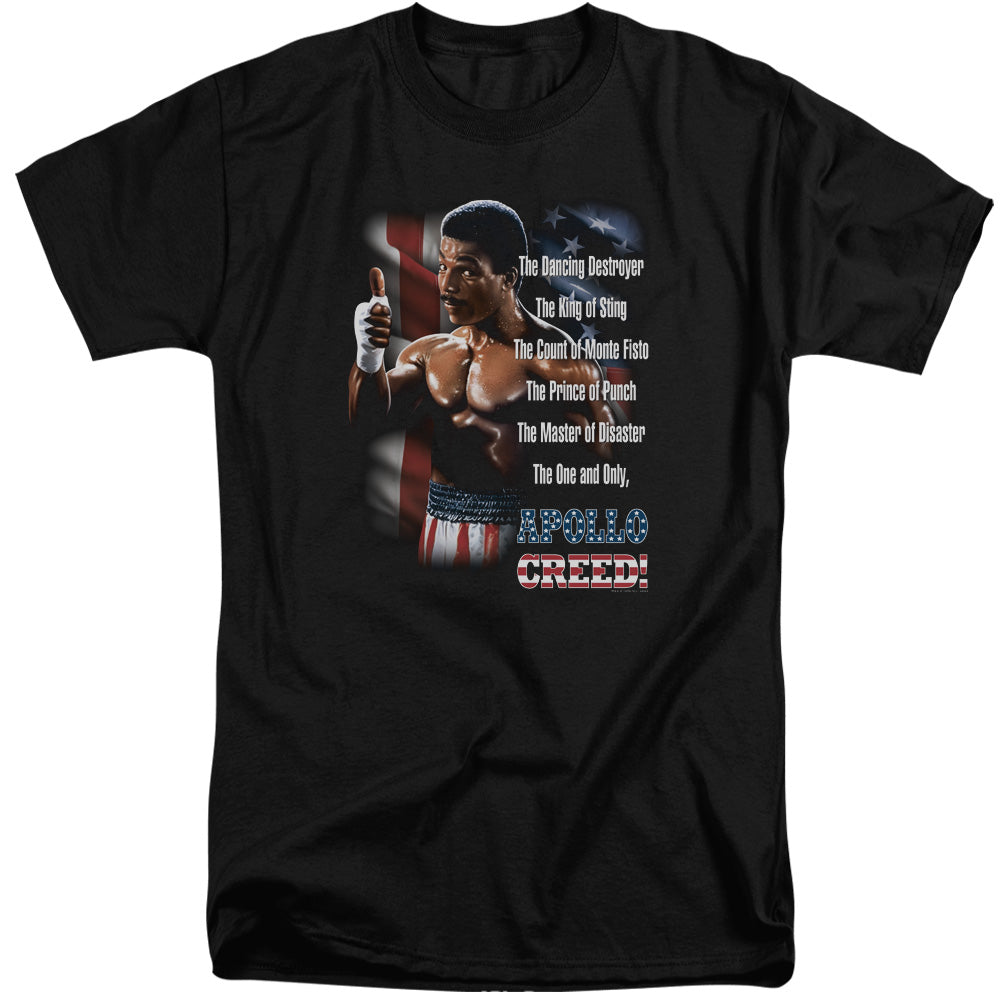 Rocky II Tall T-Shirt One and Only Apollo Creed Black Tee