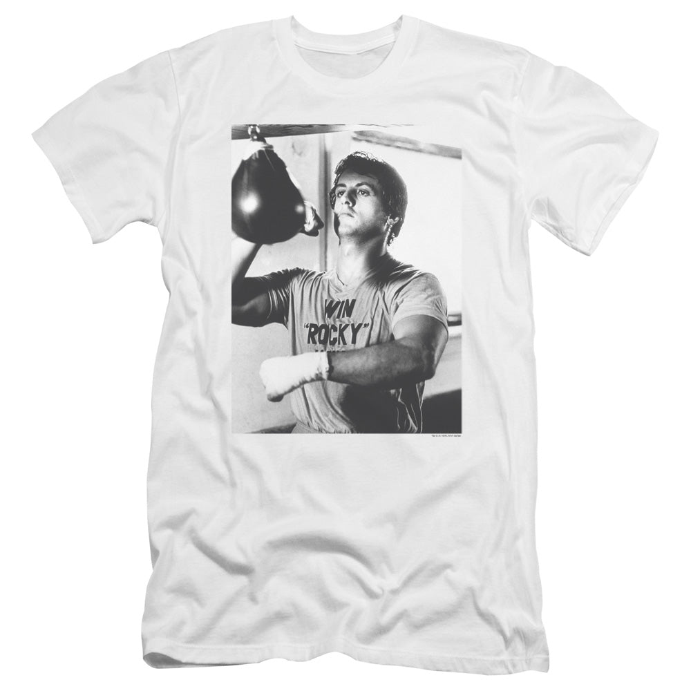 Rocky Premium Canvas T-Shirt Training Portrait White Tee