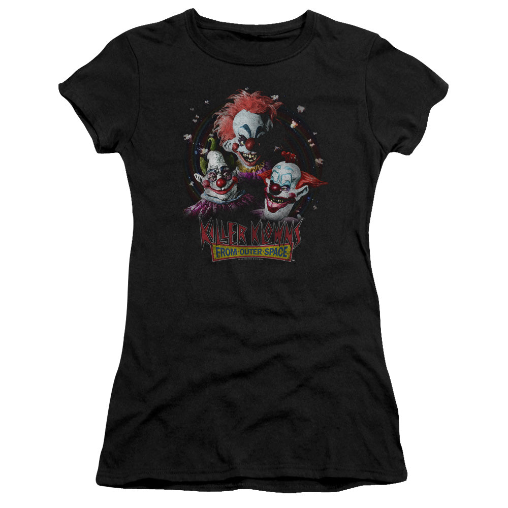 Killer Klowns From Outer Space Juniors T-Shirt Popcorn Black Tee