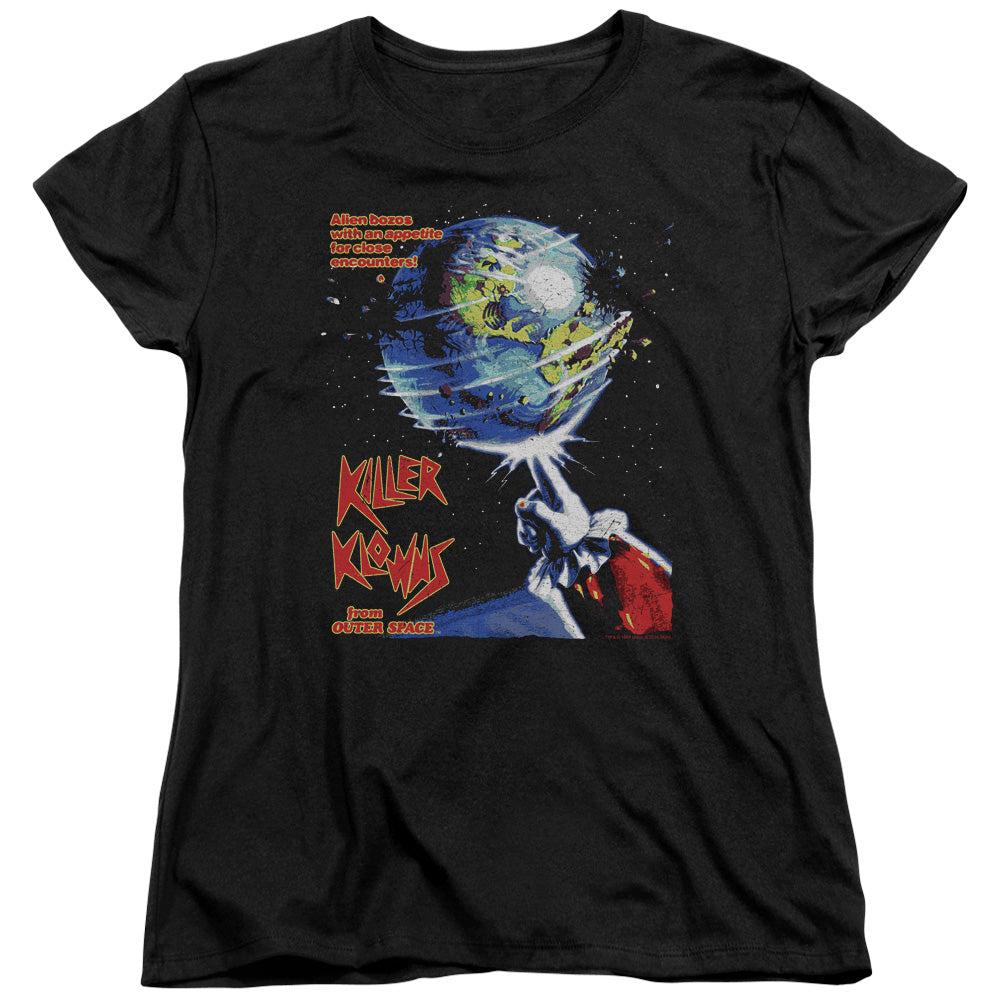 Killer Klowns From Outer Space Womens T-Shirt Movie Poster Black Tee