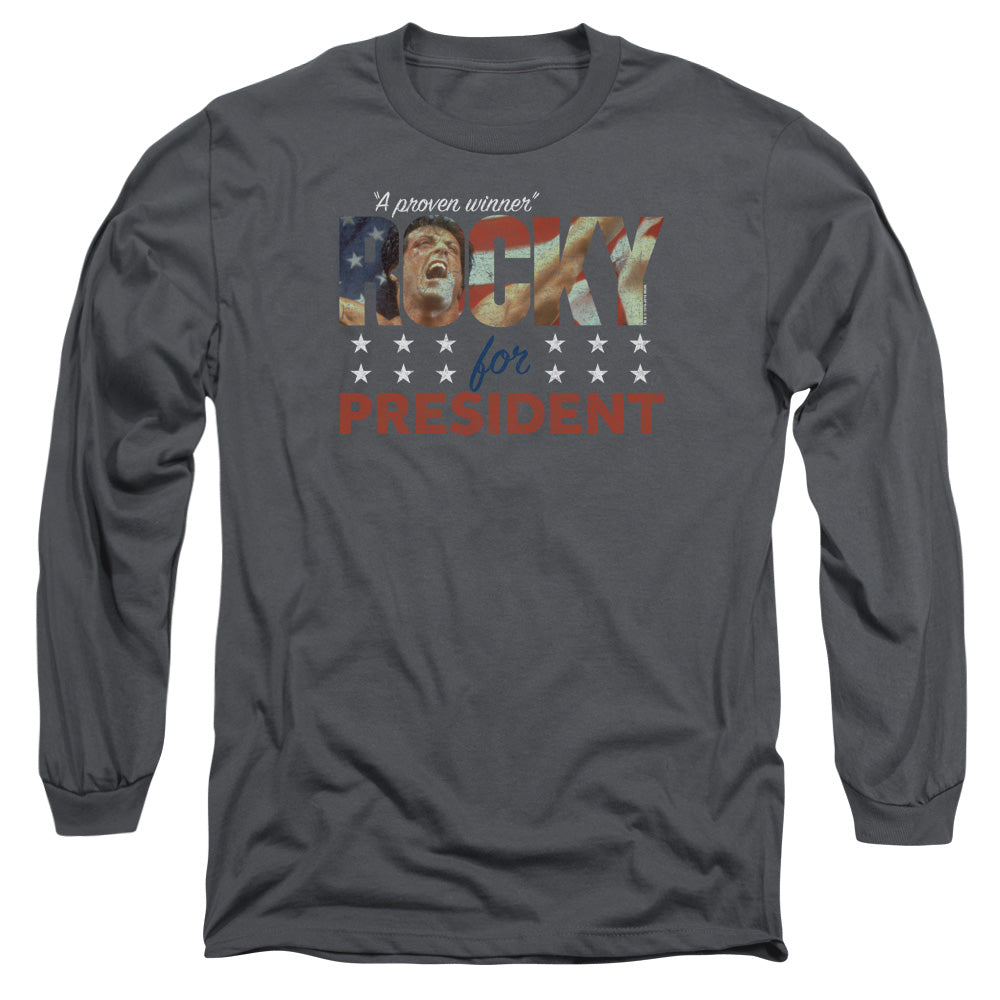 Rocky Long Sleeve T-Shirt Rocky For President Charcoal Tee