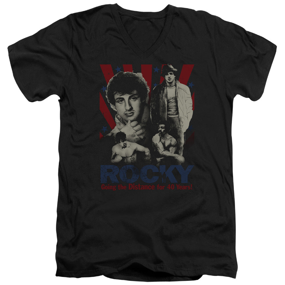 Rocky Slim Fit V-Neck T-Shirt Going the Distance Black Tee