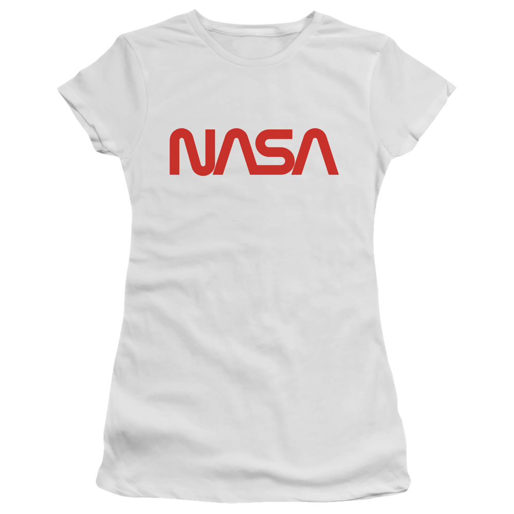 NASA Juniors T-Shirt Worm Logo White Tee