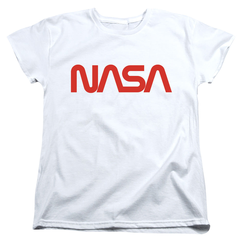 NASA Womens T-Shirt Worm Logo White Tee