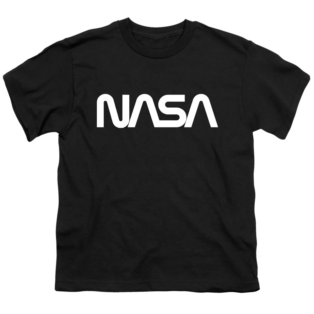 NASA Kids T-Shirt White Worm Logo Black Tee