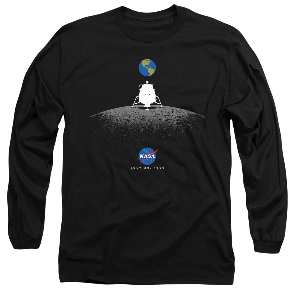 NASA Long Sleeve T-Shirt Moon Landing Black Tee