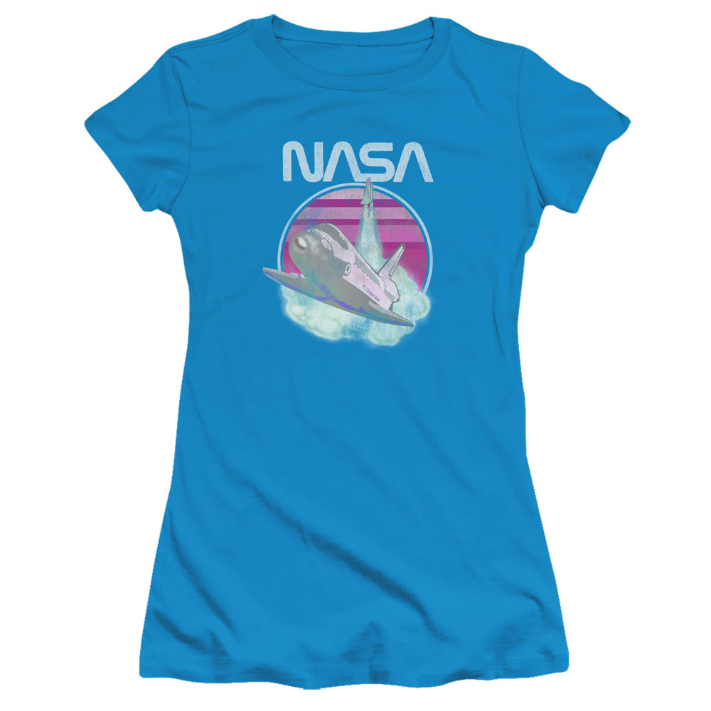 NASA Juniors T-Shirt Shuttle Launch Turquoise Tee