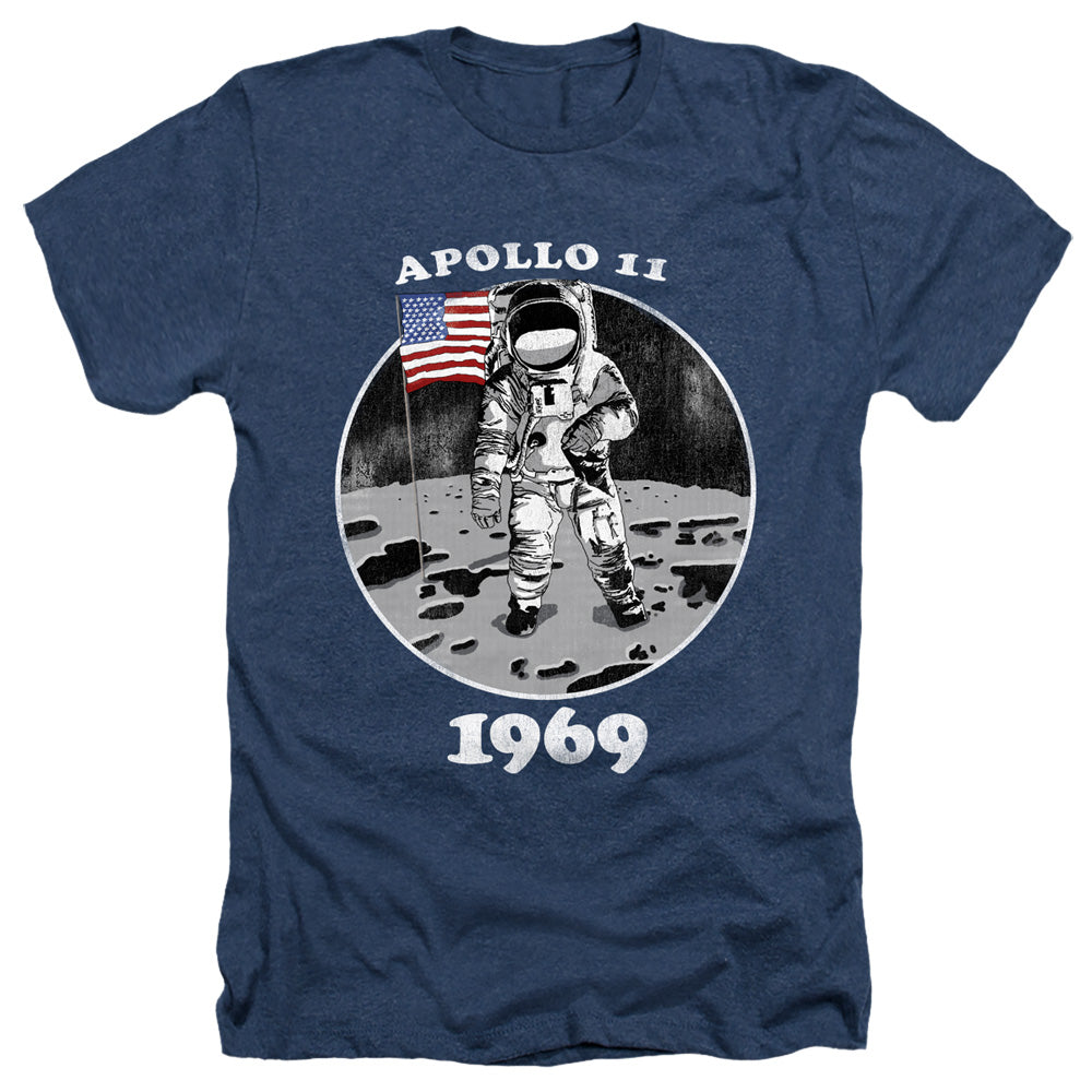 NASA Apollo 11 Heather T-Shirt Man on the Moon Navy Tee