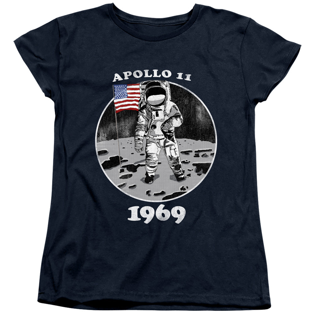 NASA Apollo 11 Womens T-Shirt Man on the Moon Navy Tee