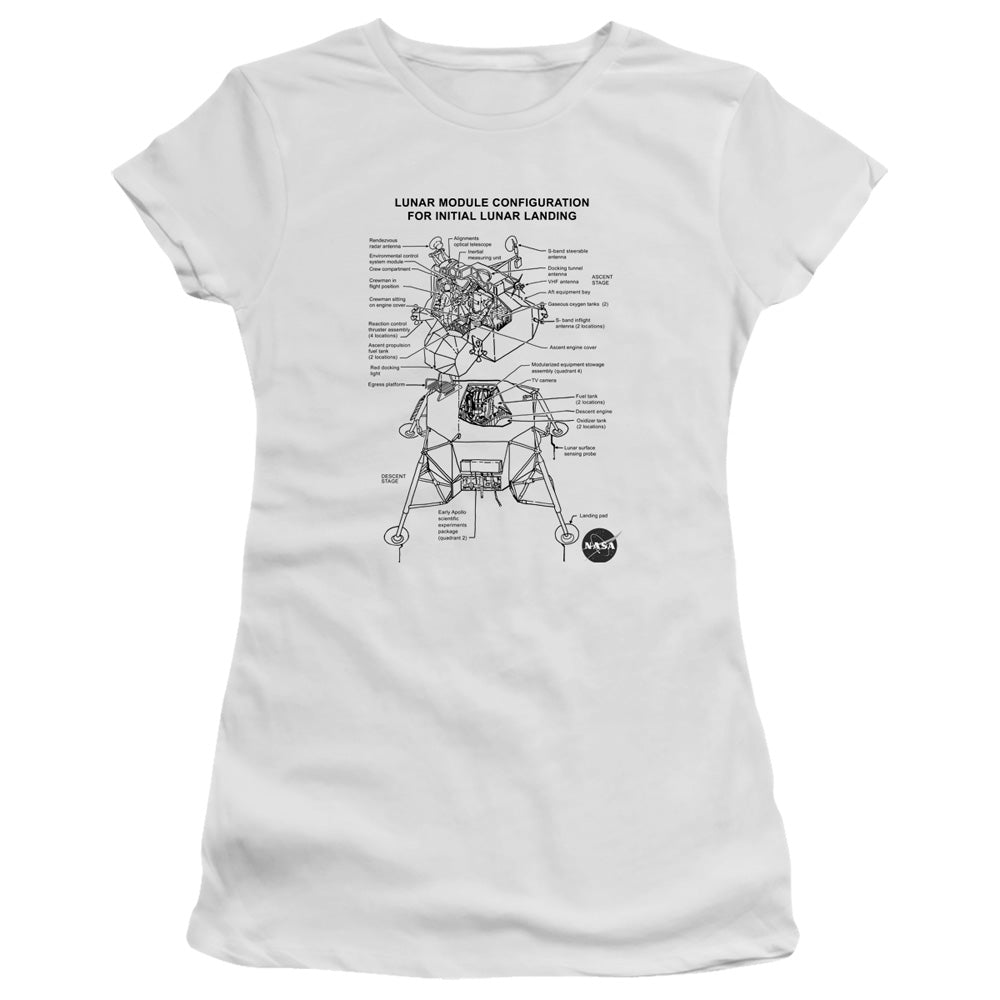 NASA Juniors T-Shirt Lunar Module Diagram White Tee