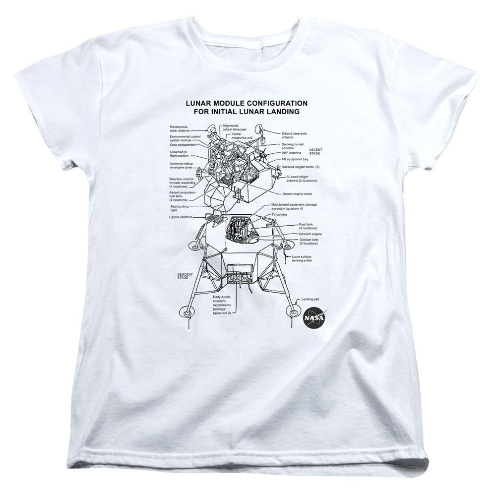 NASA Womens T-Shirt Lunar Module Diagram White Tee