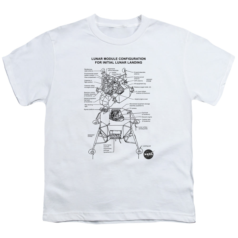 NASA Kids T-Shirt Lunar Module Diagram White Tee