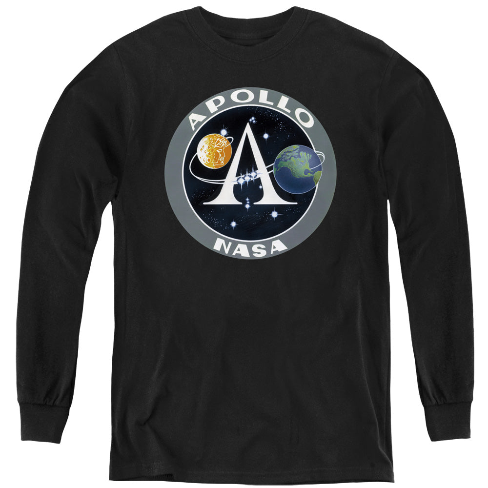 NASA Kids Long Sleeve Shirt Apollo Mission Patch Black Tee